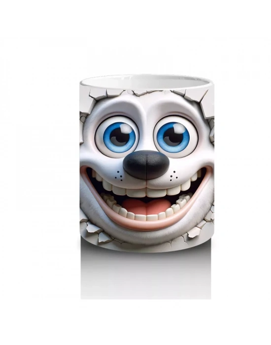 Gözleriyle Gülen Karikatür Yüz – Baskılı Kahve Kupası