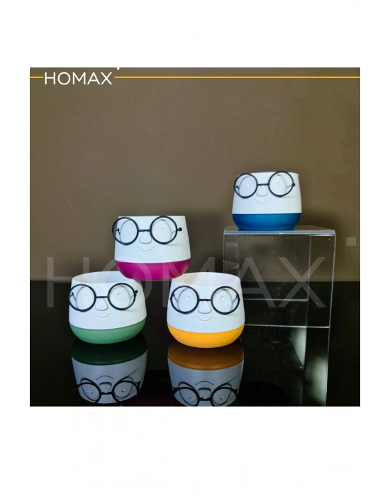 Gözlüklü Dekoratif Saksı Orta Boy 1 Adet Royaleks-5721