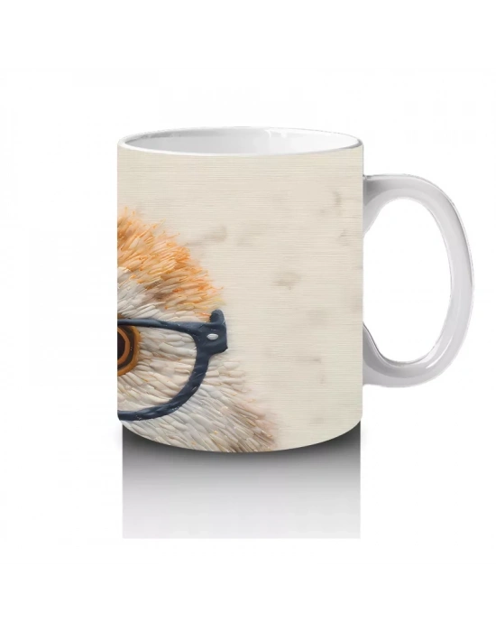 Gözlüklü Sevimli Baykuş Portresi – Baskılı Kahve Kupası