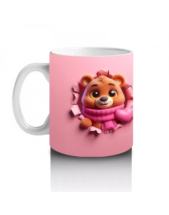 Gözlüklü Sevimli Kız Maskotu – Baskılı Kahve Kupası