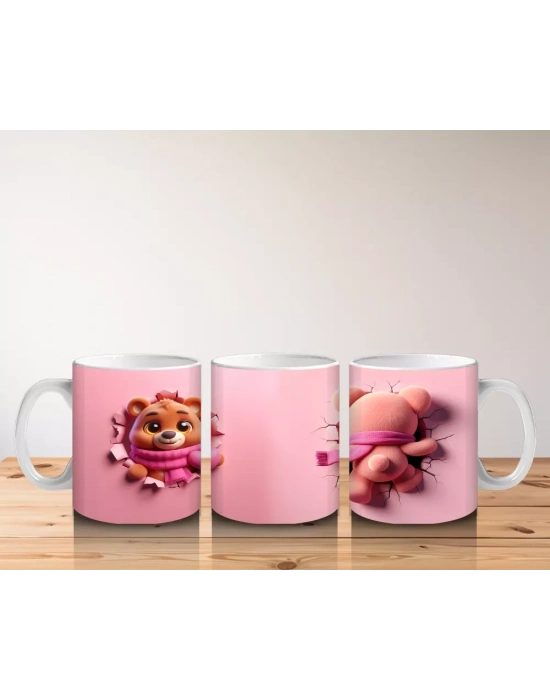 Gözlüklü Sevimli Kız Maskotu – Baskılı Kahve Kupası