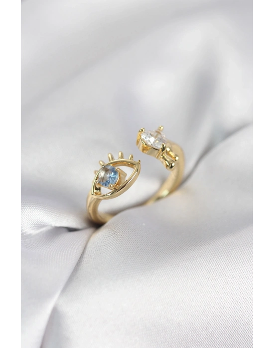 ® Gözyaşı Model Gold Renk Zirkon Taşlı Kadın Yüzük