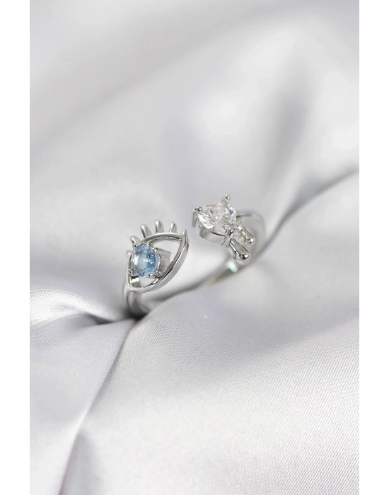 ® Gözyaşı Model Gümüş Renk Zirkon Taşlı Kadın Yüzük