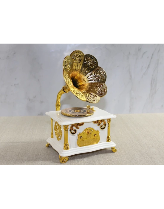Gramofon Müzik Kutusu Beyaz