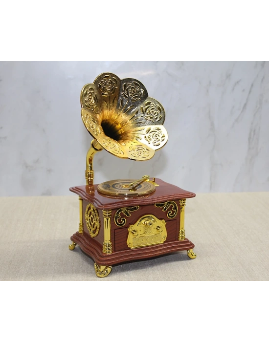 Gramofon Müzik Kutusu Kahverengi