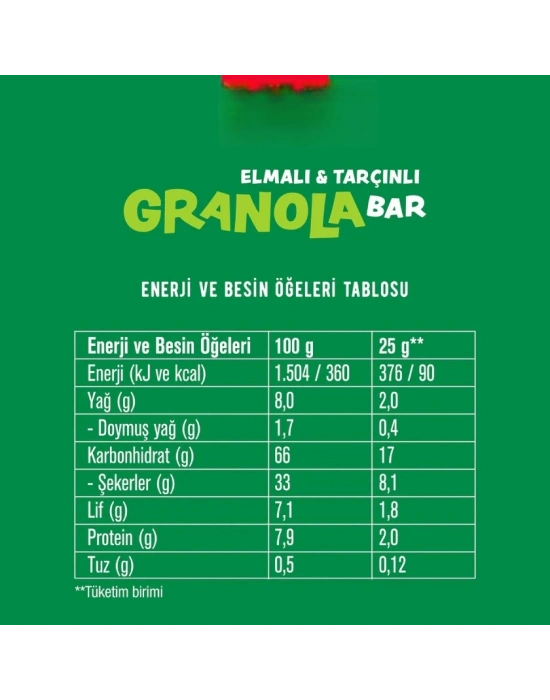 Granola Bar 25 Gr Elmalı ve Tarçınlı