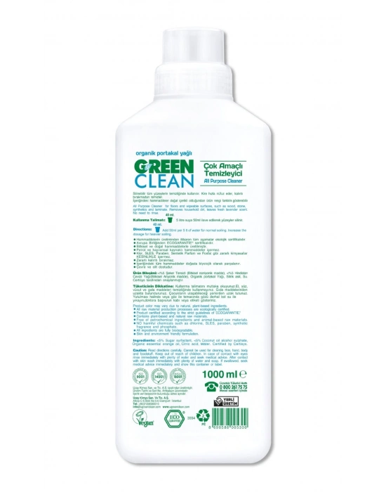 Green Clean Bitkisel Çok Amaçlı Temizleyici 1000ml