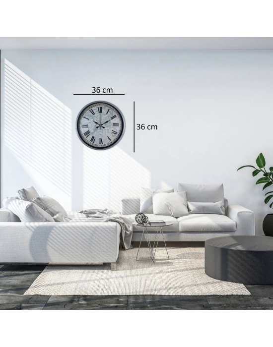 Gri 36 Cm Atlas Modern Tasarım Duvar Saati