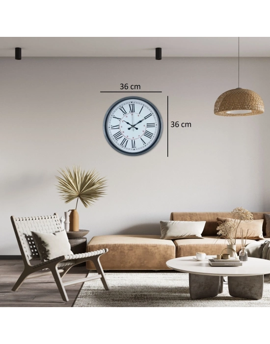 Gri Dekoratif 36 Cm Duvar Saati