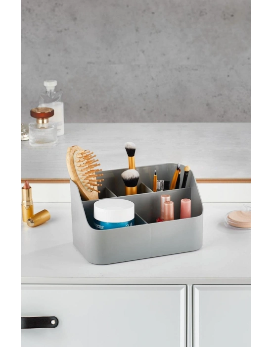 Gri Makyaj Kutusu & Kozmetik Organizeri & Çok Amaçlı Kutu
