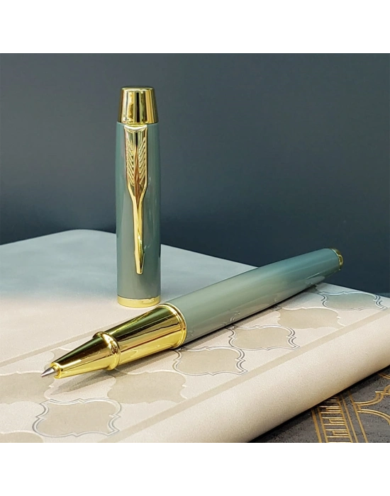 Gri Renk Defter Ve Metal Roller Kalem Seti