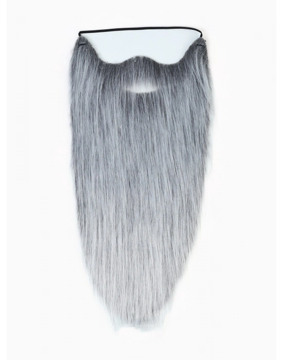 Gri Renk Lastikli Uzun Takma Sakal 40 Cm