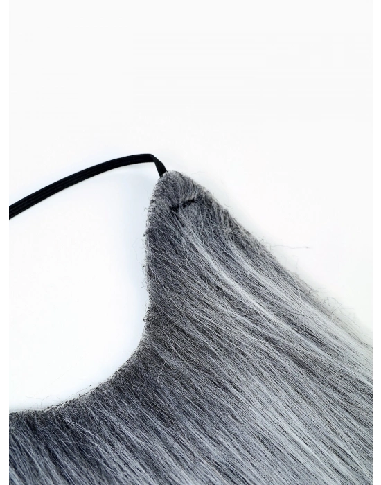 Gri Renk Lastikli Uzun Takma Sakal 40 cm