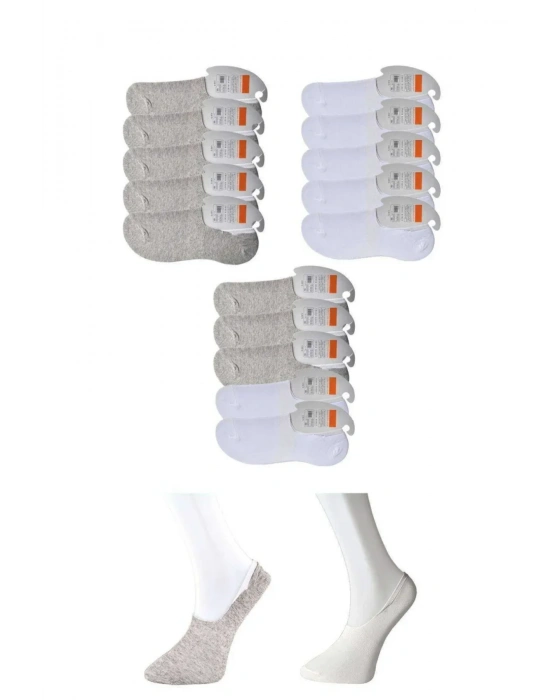 Gri ve Beyaz Erkek Babet Çorap 15 çift