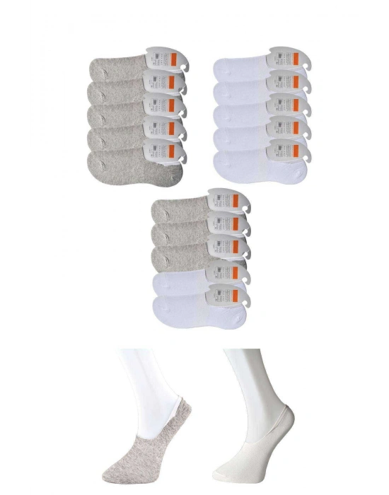 Gri ve Beyaz Erkek Babet Çorap 15 çift