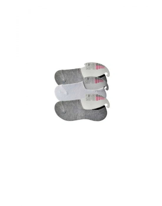 Gri ve Beyaz Kadın Babet Çorap 3 çift