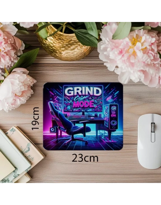 Grind Mode On Temalı Gamer Stil Mousepad - 19x23 cm 2 mm Dikdörtgen İthal Baskılı Mouse Pad