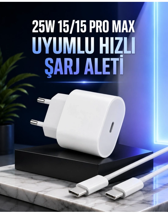 Güç Adaptörü ve Kablosu Şarj Aleti 15/15 Pro Max Uyumlu Hızlı Şarj