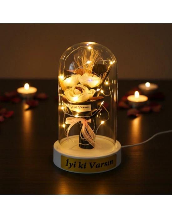 Gül Buketi Ledli Fanus