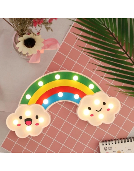 Gülen Bulutlu Gökkuşağı LED Gece Lambası