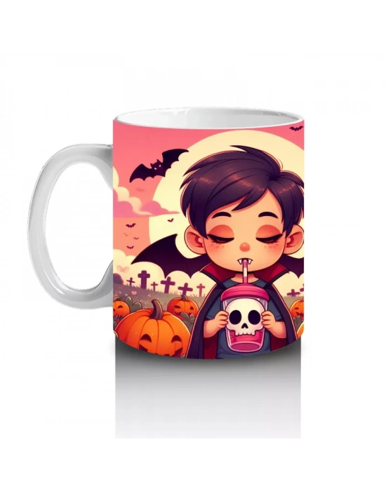 Gülen Cadı Kız Figürlü Çocuklara Özel Tatlı Cadılar Bayramı Baskılı Kupa Bardak