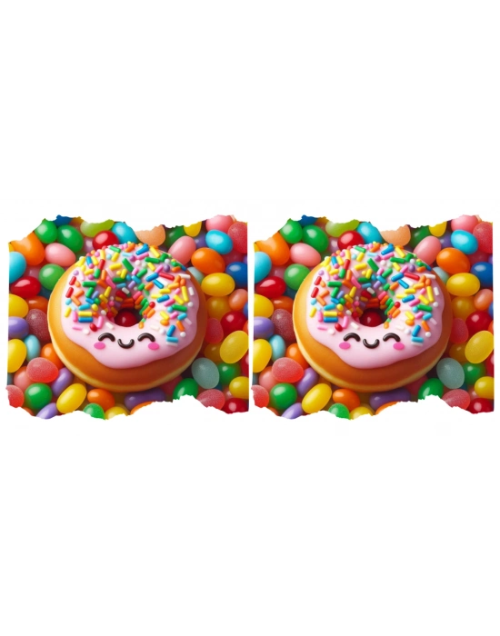 Gülen Donut ve Renkli Şekerler Temalı Çocuklara Özel Baskılı Kupa Bardak