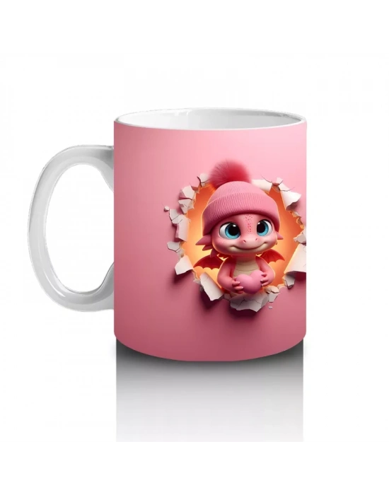 Gülümseyen Gözlerle Bakan Şapkalı Kız Maskot – Baskılı Kahve Kupası