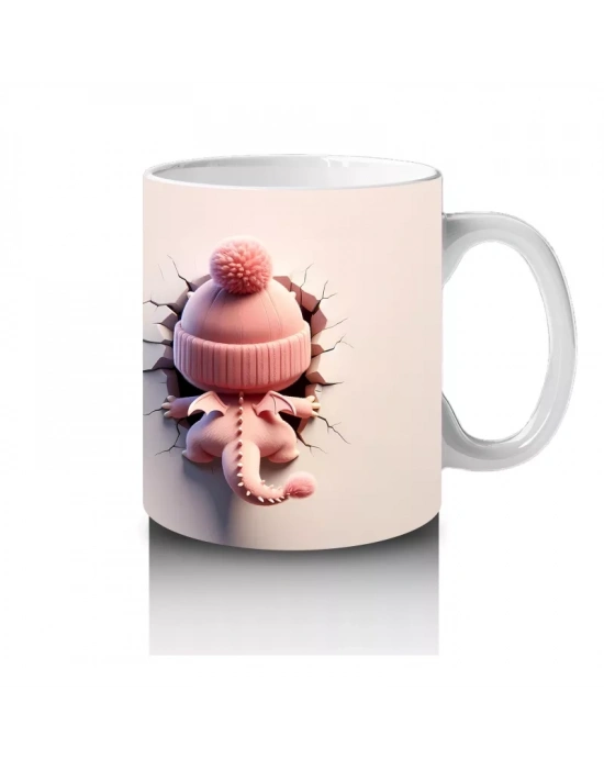 Gülümseyen Gözlerle Bakan Şapkalı Kız Maskot – Baskılı Kahve Kupası