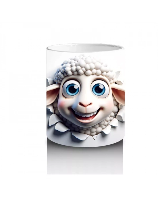 Gülümseyen Mavi Gözlü Sevimli Kuzu – Baskılı Kahve Kupası