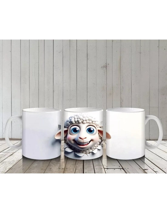 Gülümseyen Mavi Gözlü Sevimli Kuzu – Baskılı Kahve Kupası