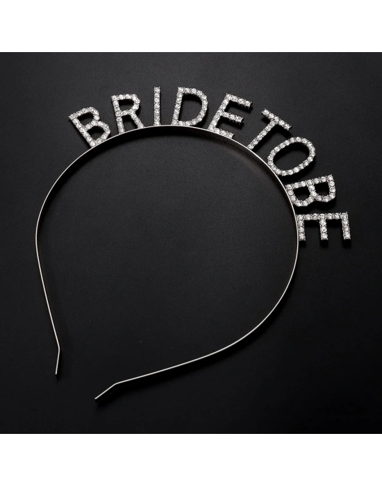 Gümüş Kaplama Kristal Taşlı Bride To Be Gelin Tacı 16x17 Cm