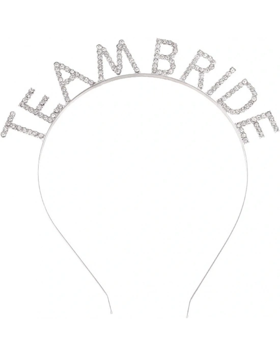 Gümüş Kaplama Kristal Taşlı Team Bride Taç 16x17 Cm