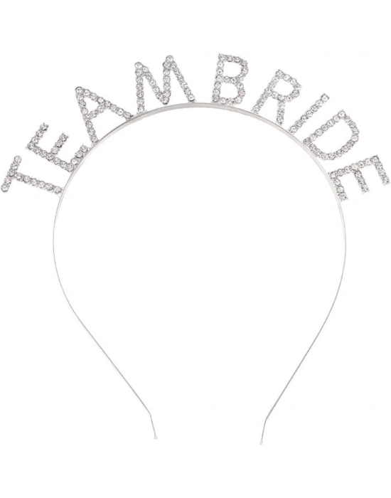 Gümüş Kaplama Kristal Taşlı Team Bride Taç 16x17 Cm