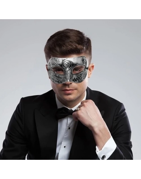 Gümüş Renk Antik Tarz Balo Maskesi