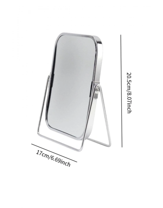 ® Gümüş Renk Ayarlanabilir KARE Metal Ayaklı Masa Üstü Makyaj Aynası