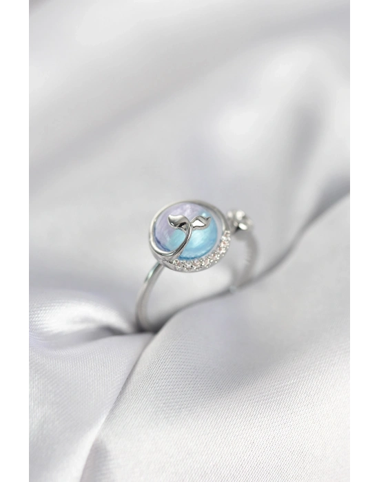 ® Gümüş Renk Balık Kuyruğu Okyanus Model Kadın Yüzük