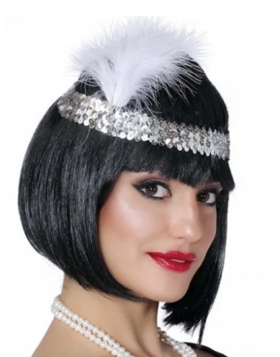 Gümüş Renk Çarliston Saç Bandı