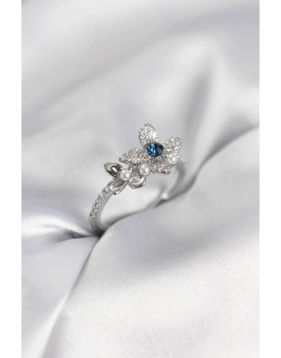 ® Gümüş Renk Çiçek Model Zirkon Taşlı Kadın Yüzük