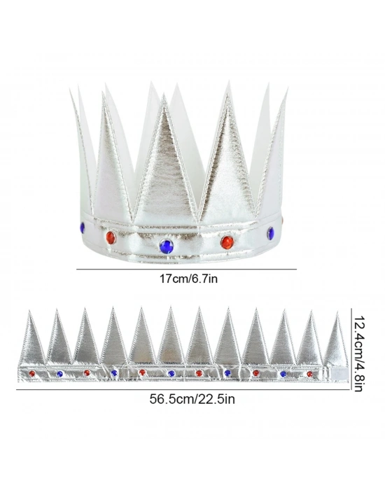 Gümüş Renk Eva Yumuşak Kral Kraliyet Tacı Yetişkin Çocuk Uyumlu 55 Cm