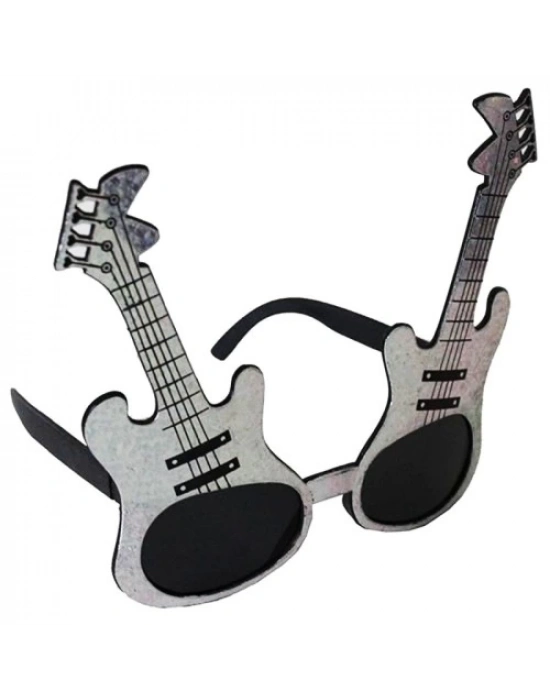 Gümüş Renk Gitar Şekilli Parti Gözlüğü