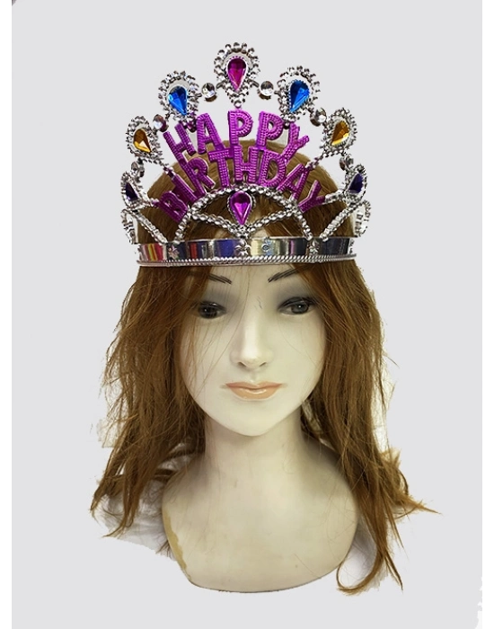 Gümüş Renk Happy Birthday Yazılı Doğum Günü Tacı