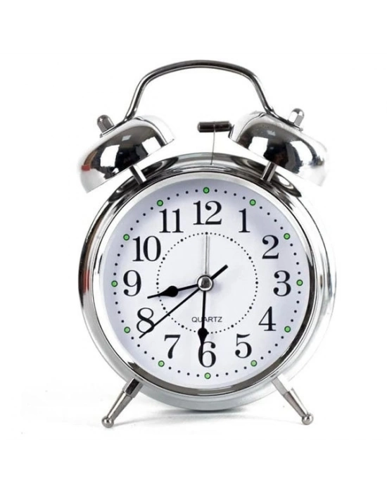 Gümüş Renk Metal Çalar Masa Saati