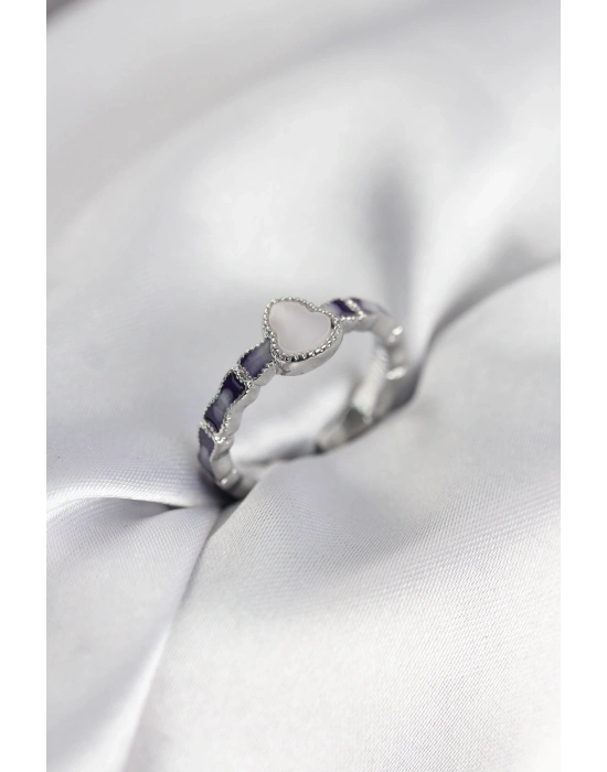 ® Gümüş Renk Mineli Su Kabağı Model Kadın Yüzük