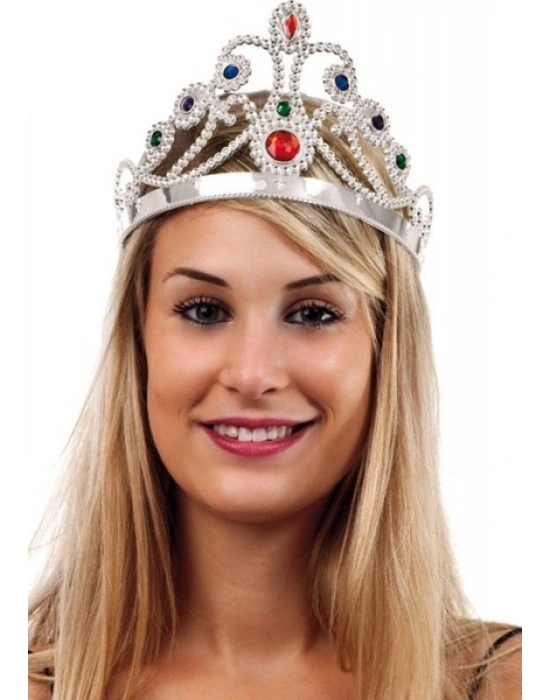 Gümüş Renk Plastik Prenses Tacı Kraliçe Tacı 60 Cm