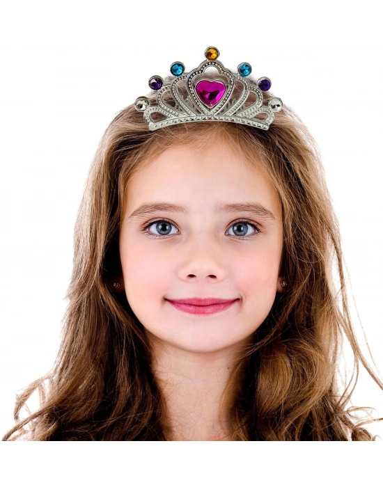 Gümüş Renk Taraklı Model Prenses Kraliçe Tacı 1 No Kalp 12x7 Cm