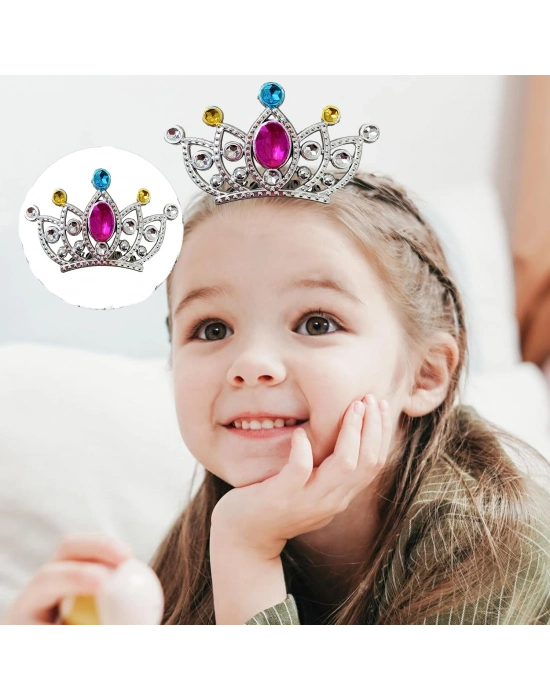 Gümüş Renk Taraklı Model Prenses Kraliçe Tacı 2 No 12x7 Cm