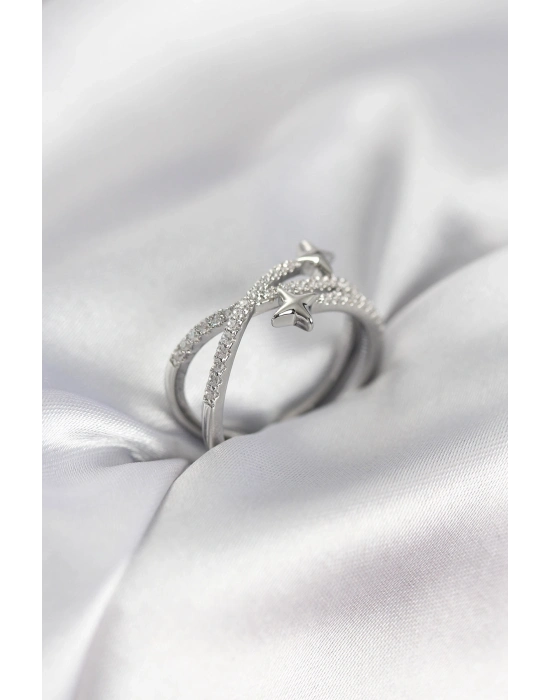 ® Gümüş Renk Zirkon Taşlı Halley Model Kadın Yüzük