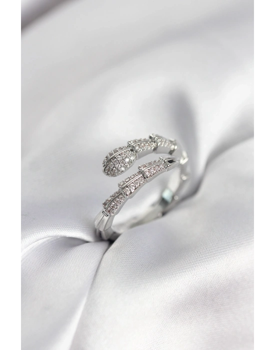 ® Gümüş Renk Zirkon Taşlı Yılan Model Kadın Yüzük