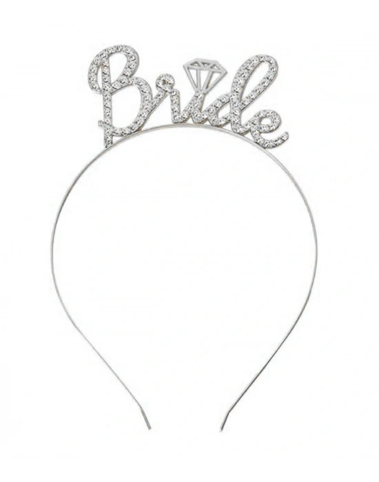 Gümüş Renkli Taşlı “bride” Gelin Tacı – El Yazısı Yazı Tipiyle