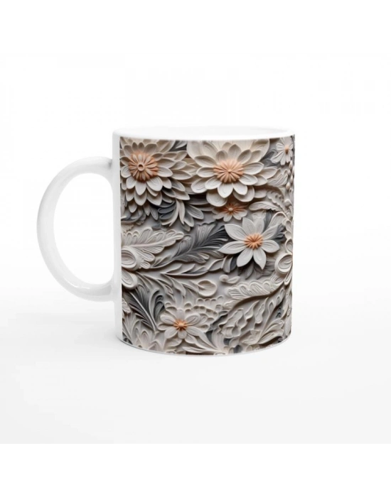 Gümüş Zarafeti Rölyef Çiçekli Kupa Bardak